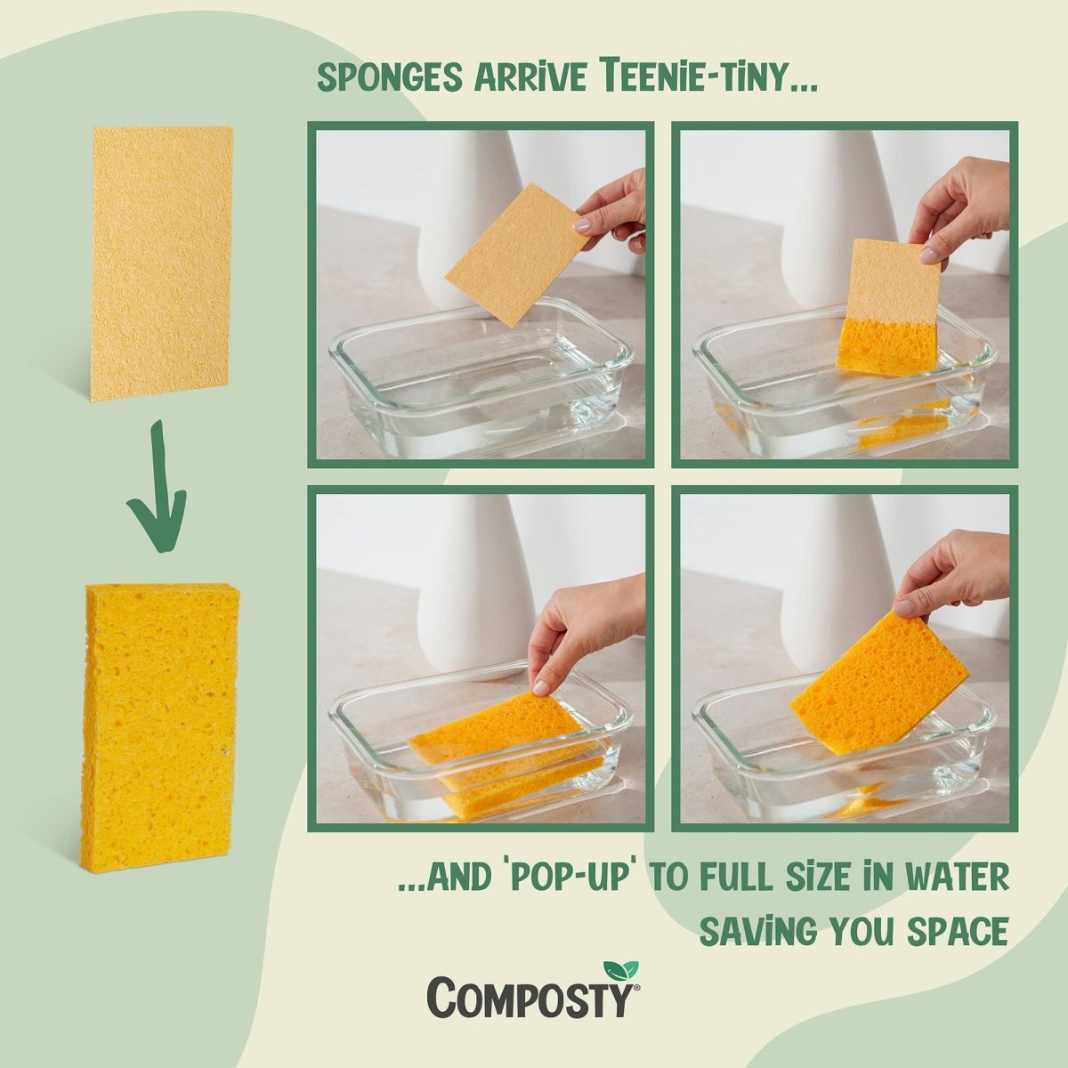 Jumbo ‘Pop-Up’ Eco Sponges – Large Size  – 3 Pack